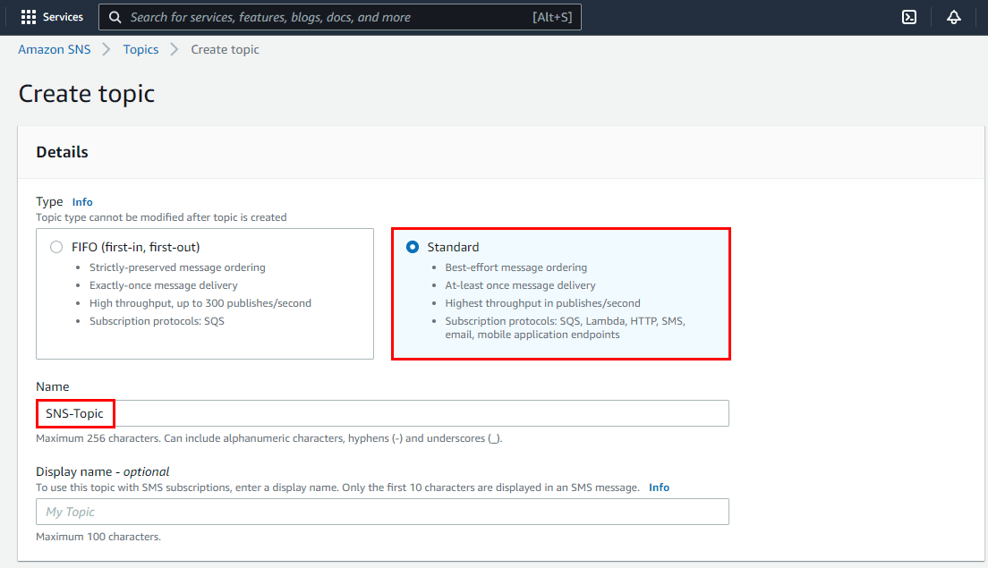 click on create topic