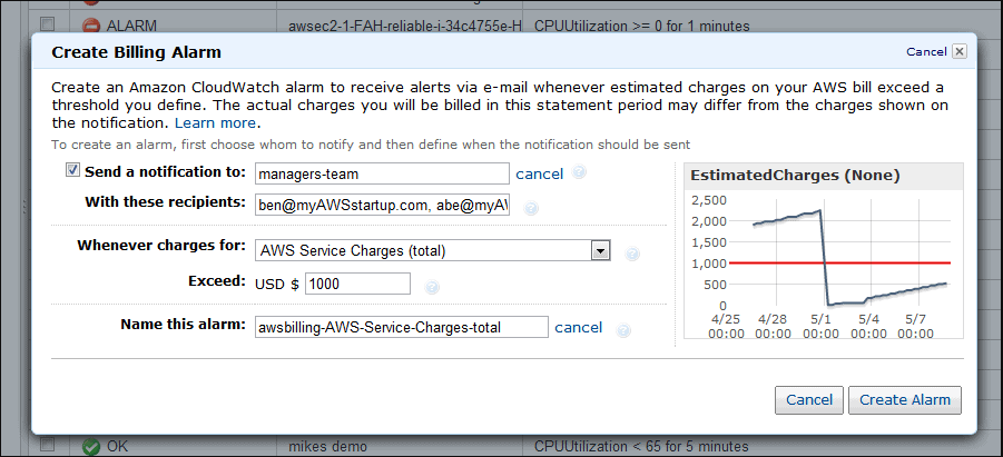 Create Billing Alarm