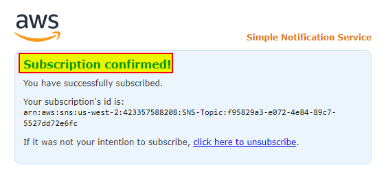 You will get subscription confirmed