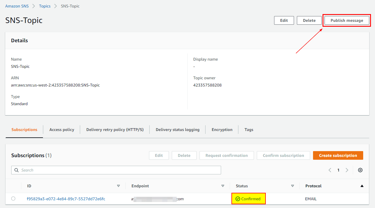 Click on Publish Message