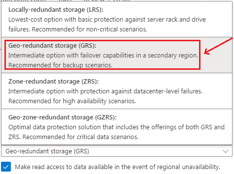 Redundant Storage type