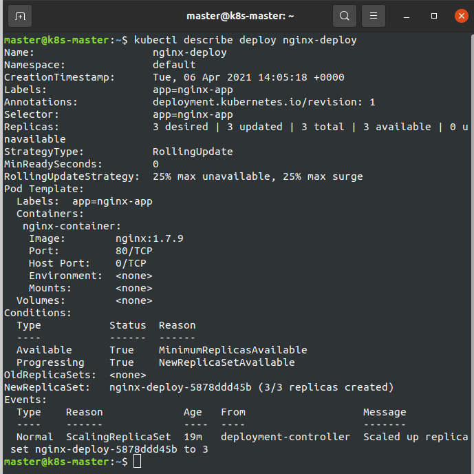 Kubernetes Deployment Pod Describe