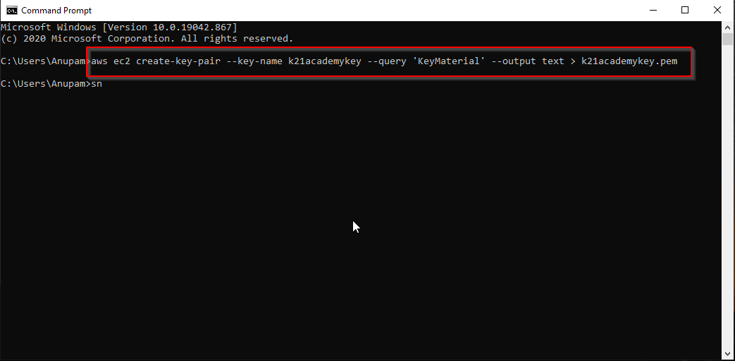 create key pair through cli