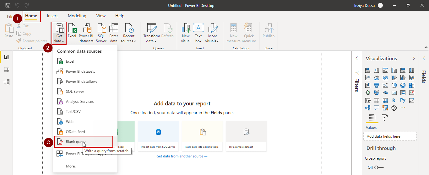 Get Data for Power Query Editor