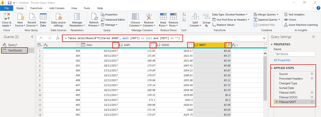 Transform Data in Editor