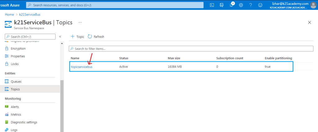 Azure Service Bus: Steps to Create Queue and Topic