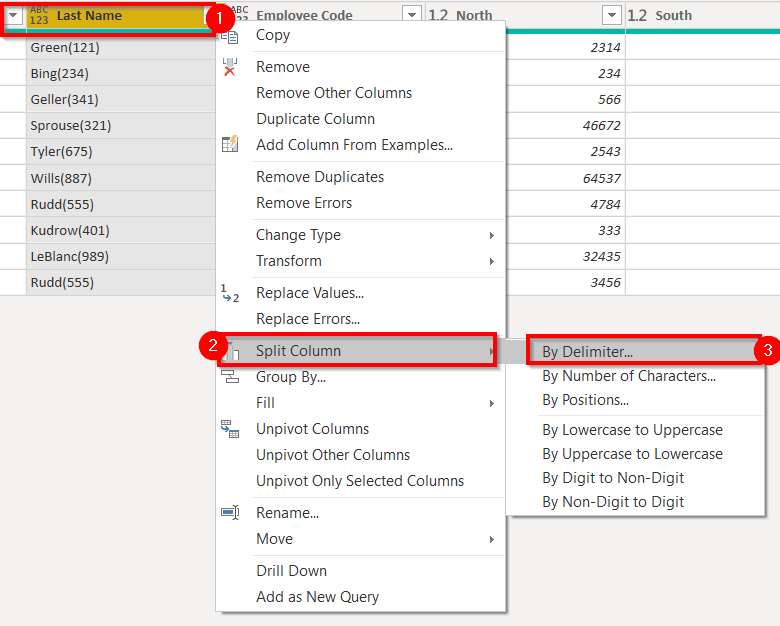 Power BI transform data - Separating Columns