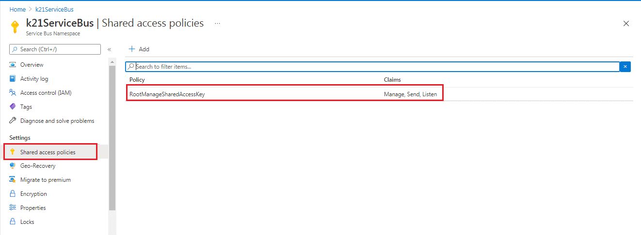 Shared Access Policies