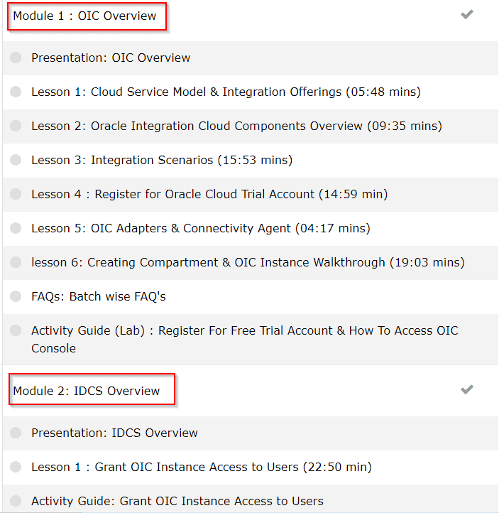 Oracle Integration Cloud Module 1 & 2