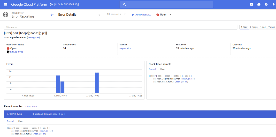 Operations Suite Error Reporting