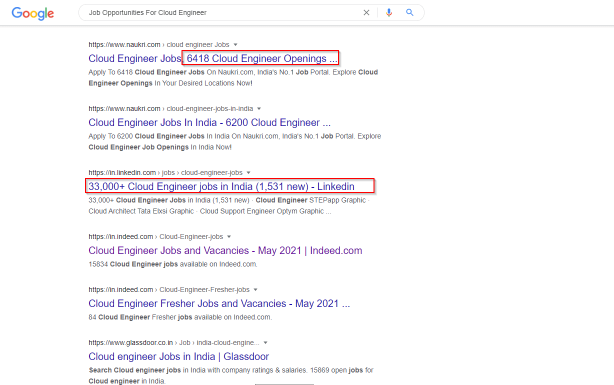 Job Opportunities For Cloud Engineer
