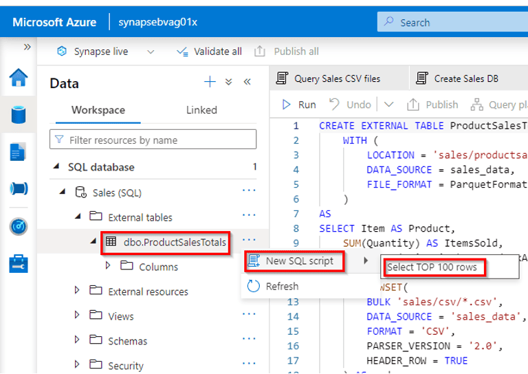Transform files using a serverless SQL pool