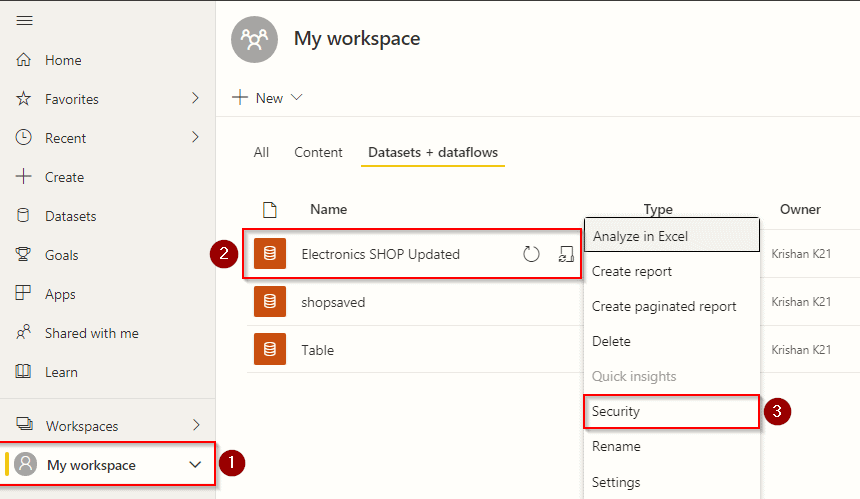 Security in Power BI online