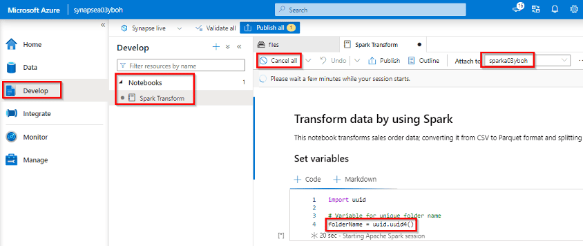 Use an Apache Spark notebook in a pipeline