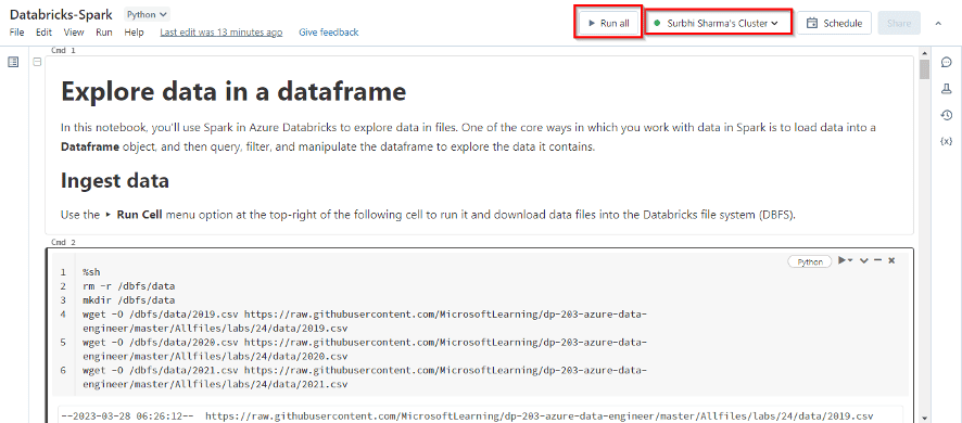 Use Spark in Azure Databricks