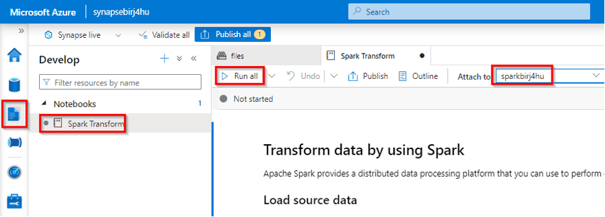 Transform data using Spark in Synapse Analytics