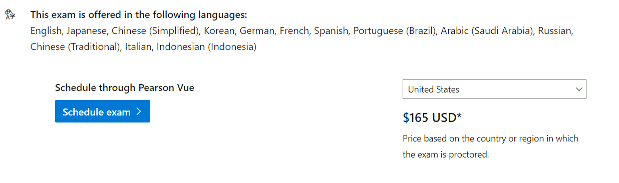 AI-102 Certification exam price