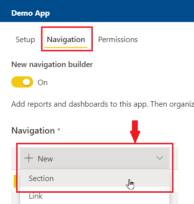 Power BI App - section