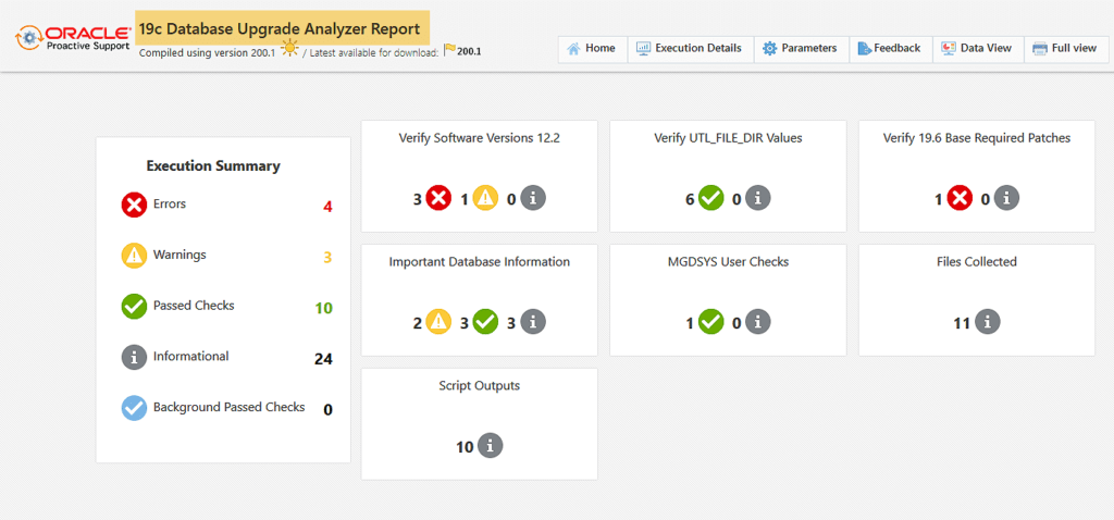 19c database upgrade analyzer