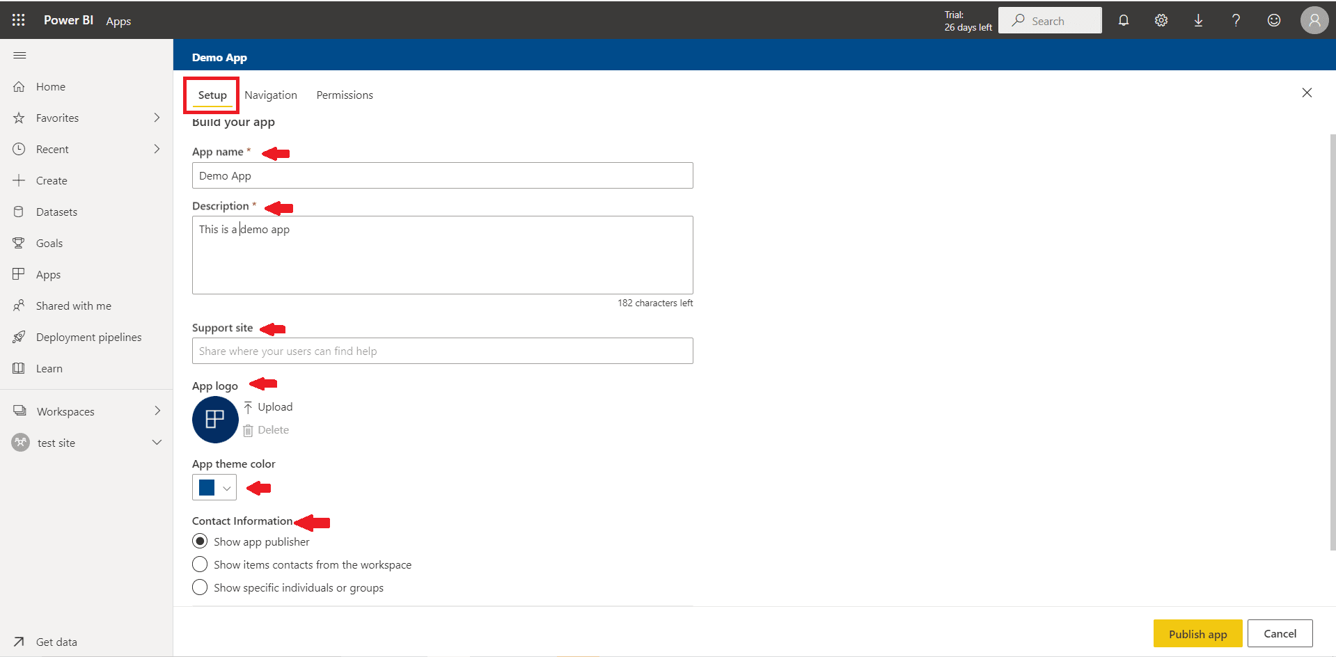 Power BI App - setup