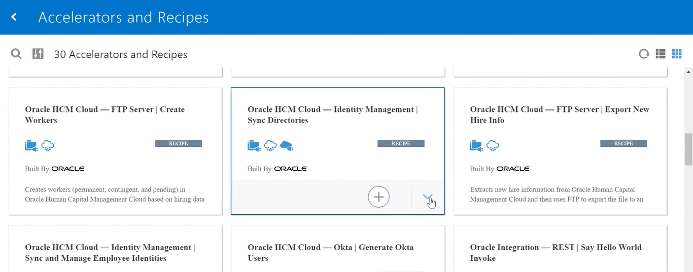 Accelerators and recipes section