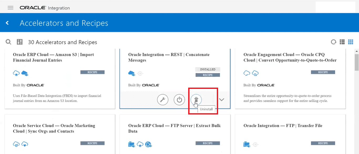 Uninstall Recipe or Accelerator
