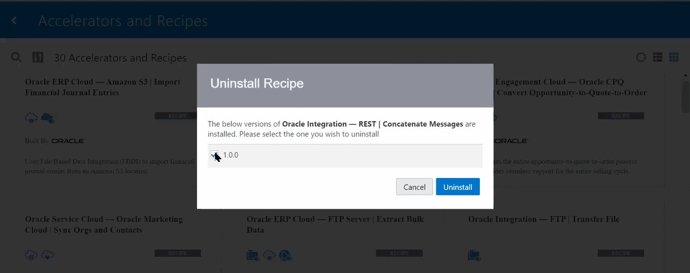 Specify Version uninstall option