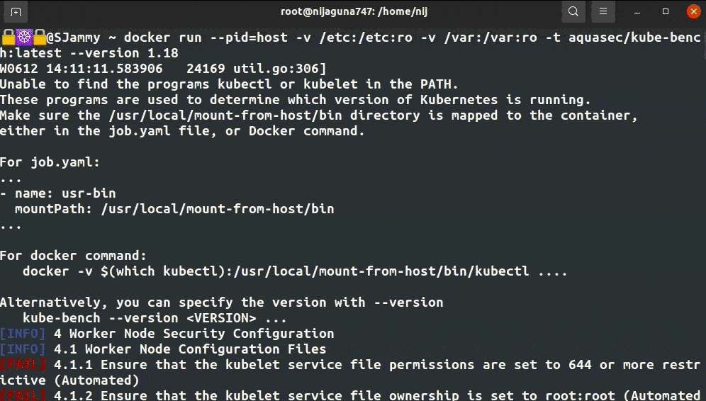 kube bench container