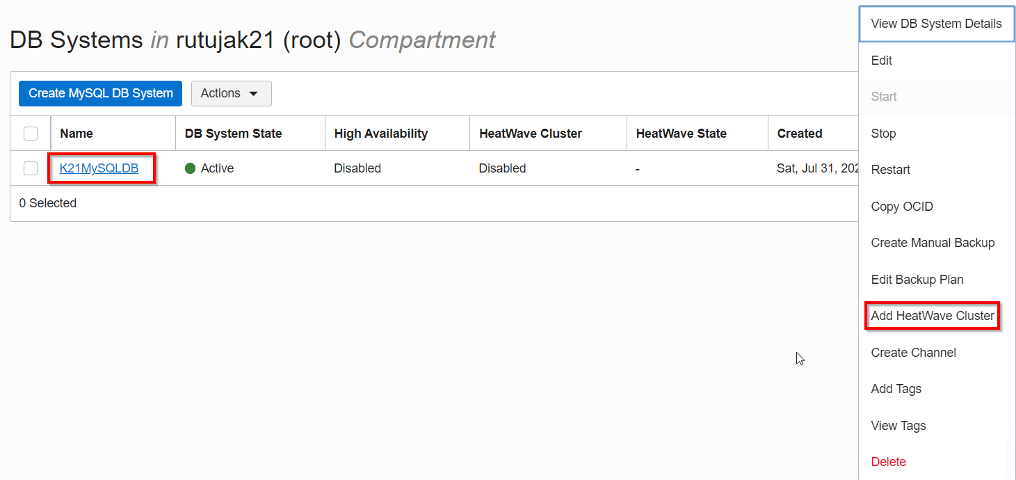 Add HeatWave cluster in MySQL database