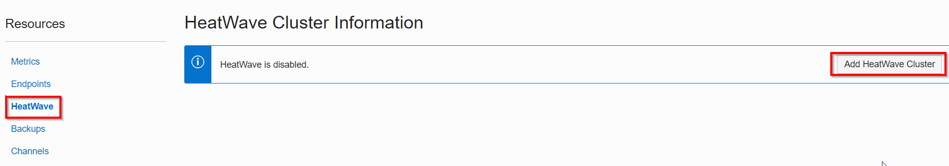 Resouce list of MySQL DB system 