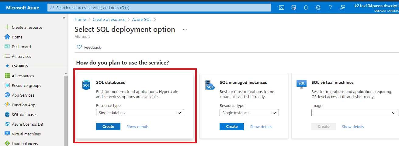 Azure SQL server creation