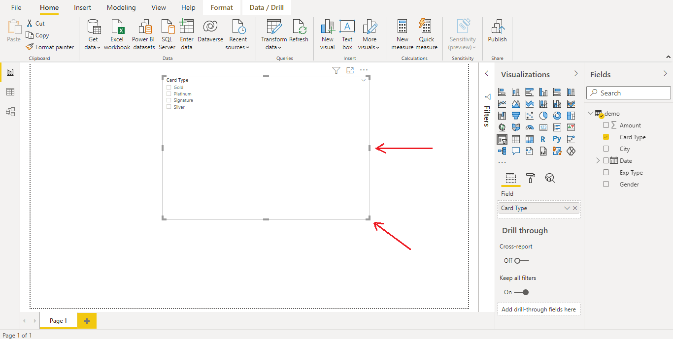 adjust the size of slicers