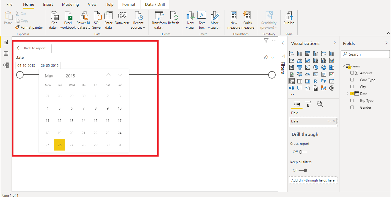 Viewing Calendar in Date Slicers
