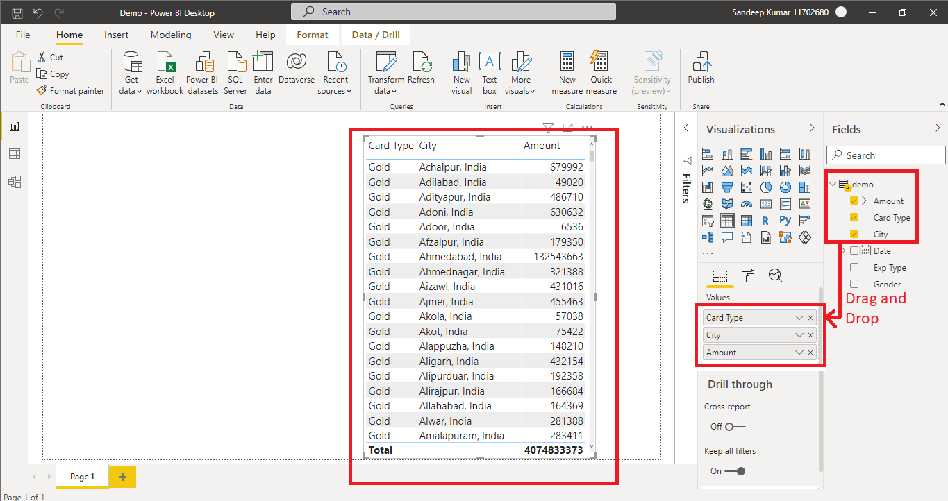 Values option in Power BI