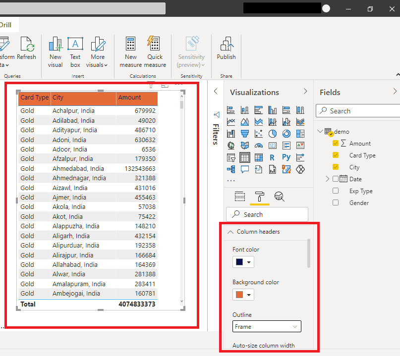 Font color, background color