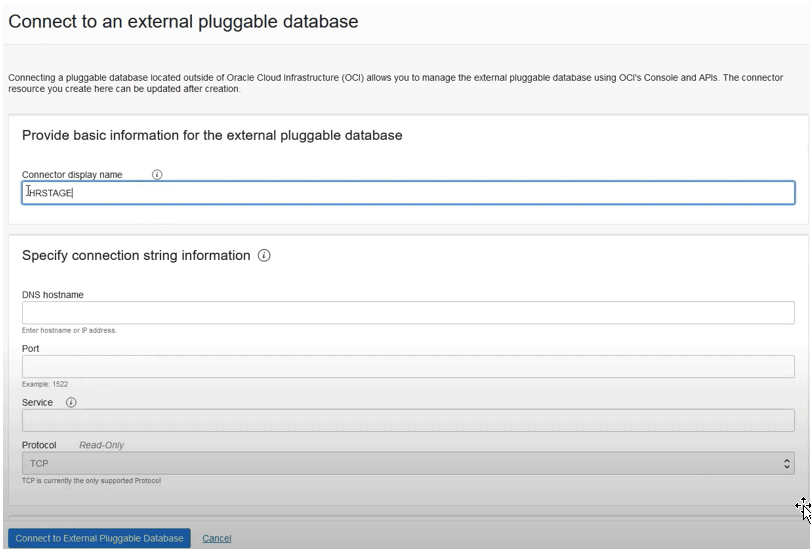 External database connection