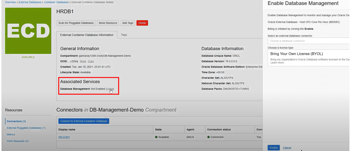 EXTERNAL CONTAINER DATABASE