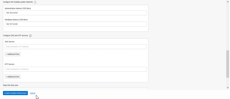 create exadata infrastructure