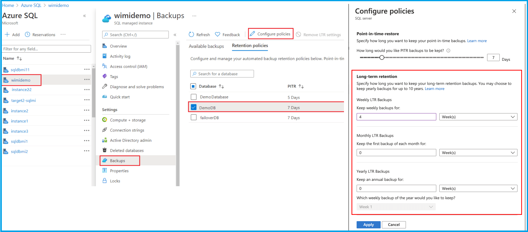 Long Term Backup Retention On Azure SQL Managed Instance
