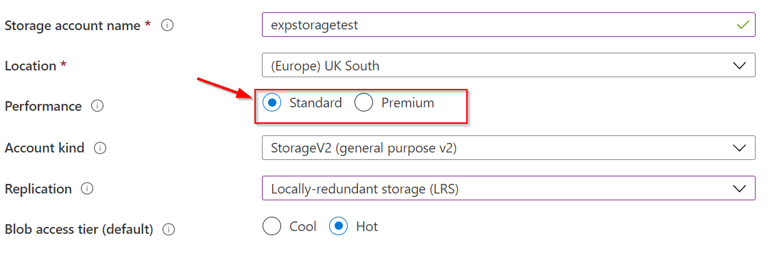 Azure performance tiers