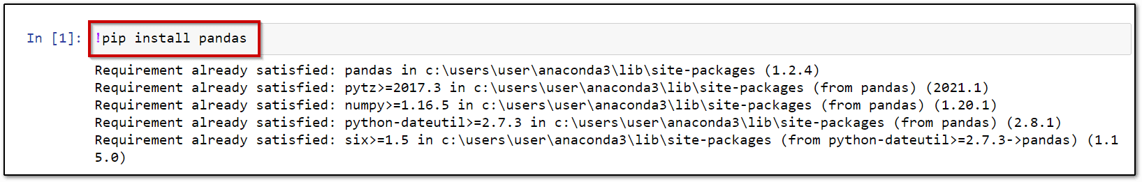 pandas in python: intsall pandas