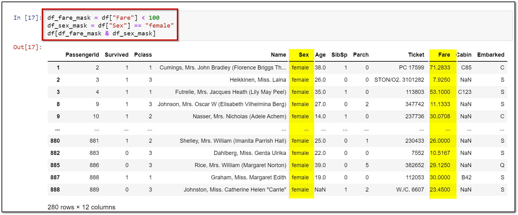 pandas in python: data filtering