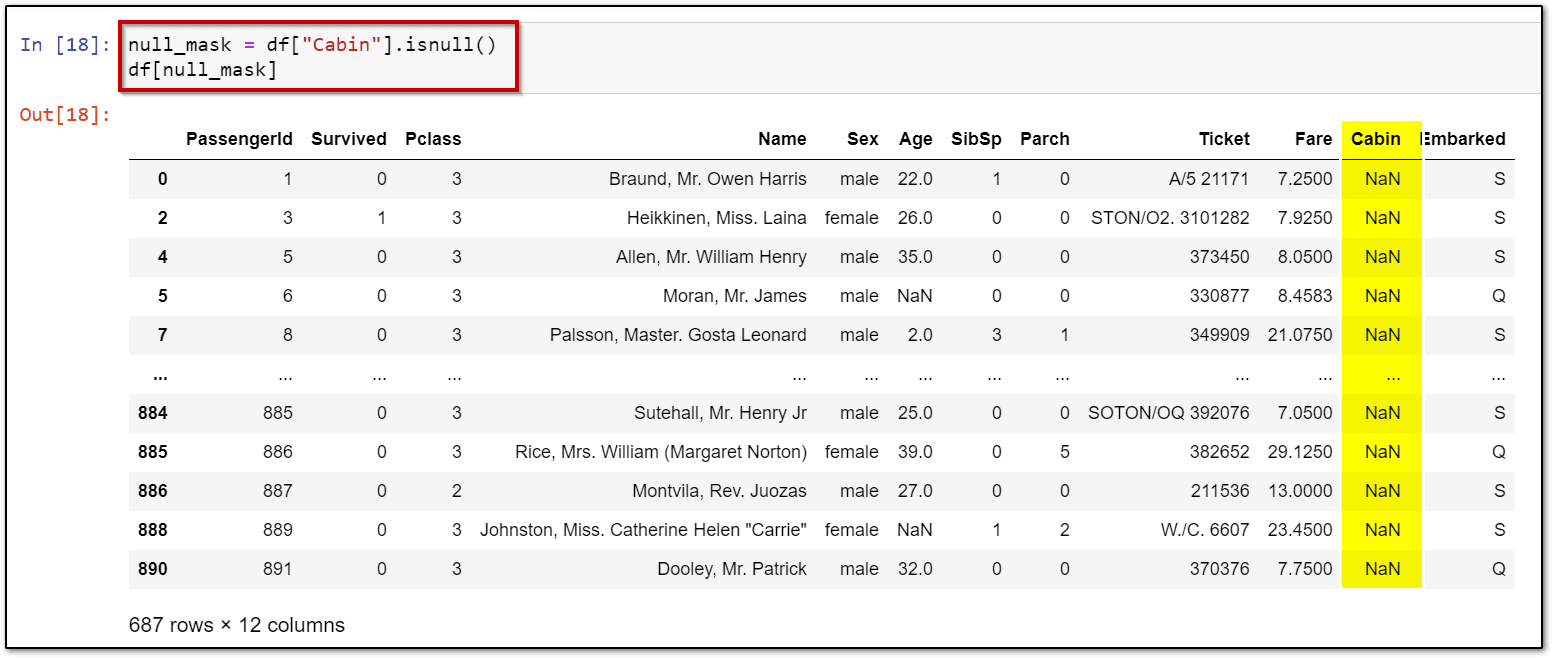 pandas in python: null values