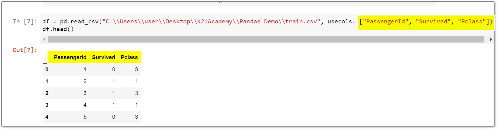 view specific columns