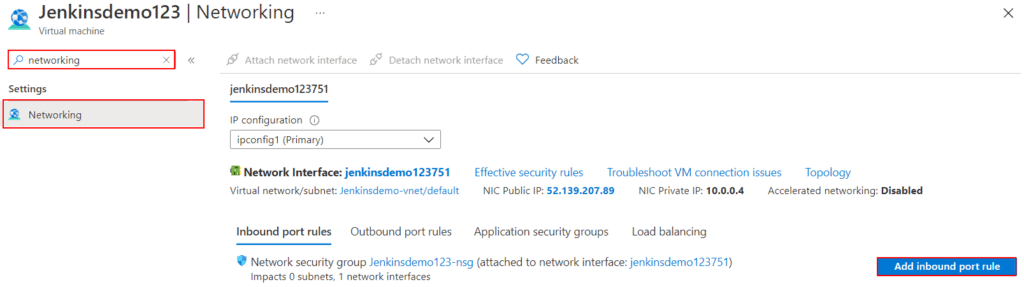 Add one Inbound Port Rule in network settings