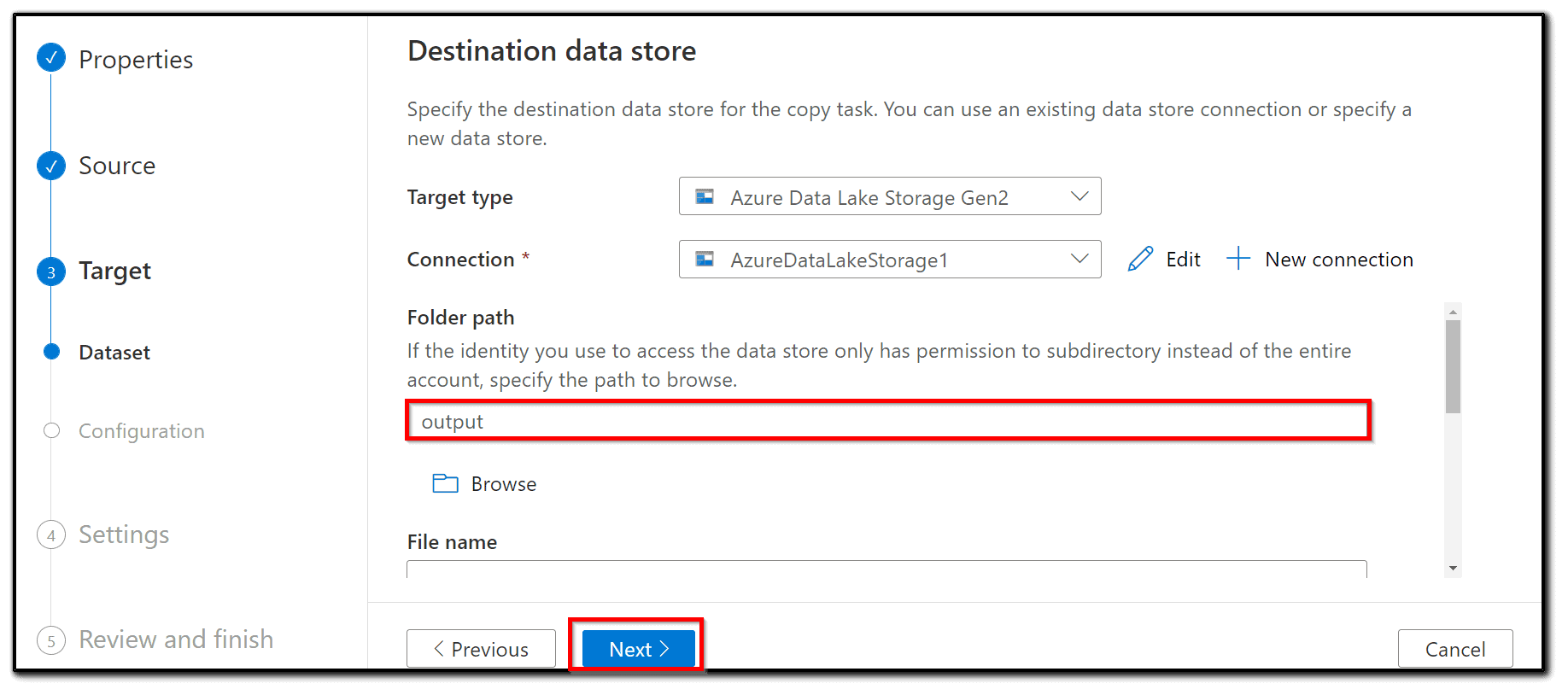 Destination-data-store