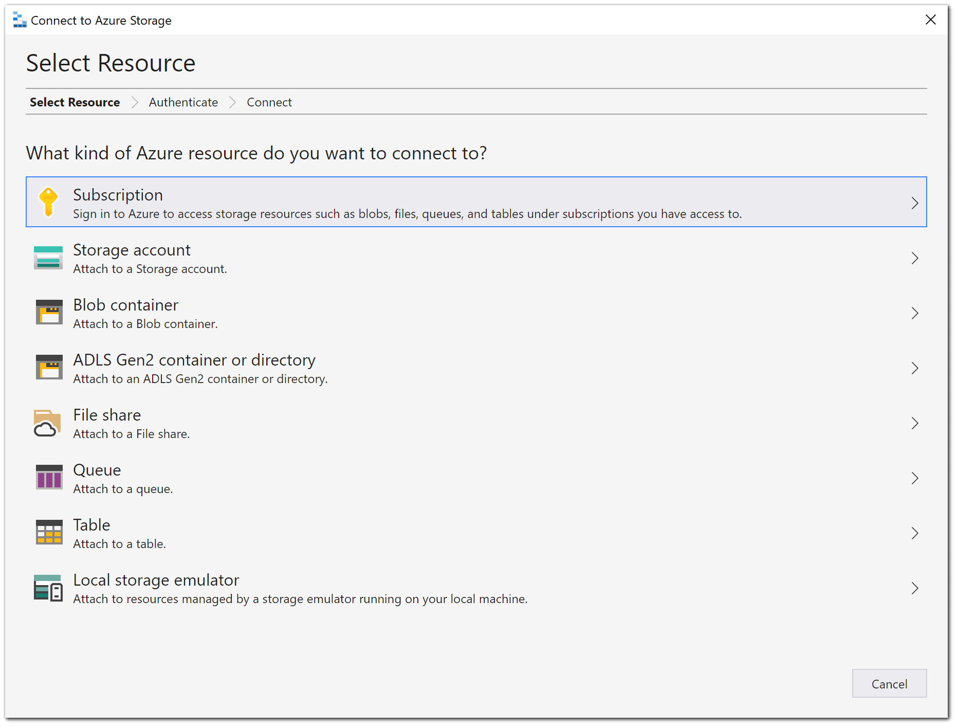 Connect to Azure Storage