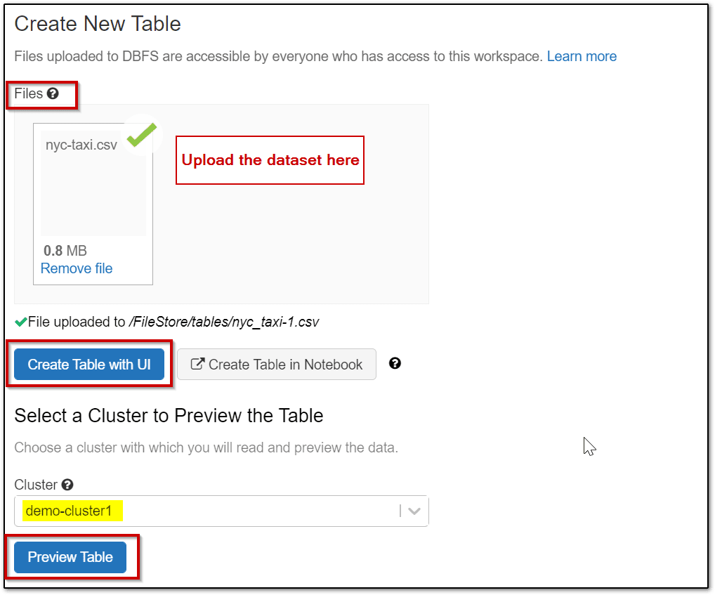 create new table and load data
