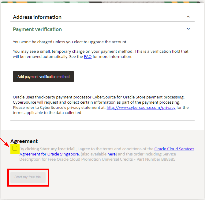 Oracle Cloud Free Tier Signup