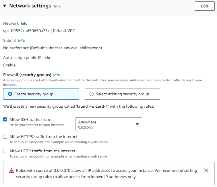 EC2 Network Settings